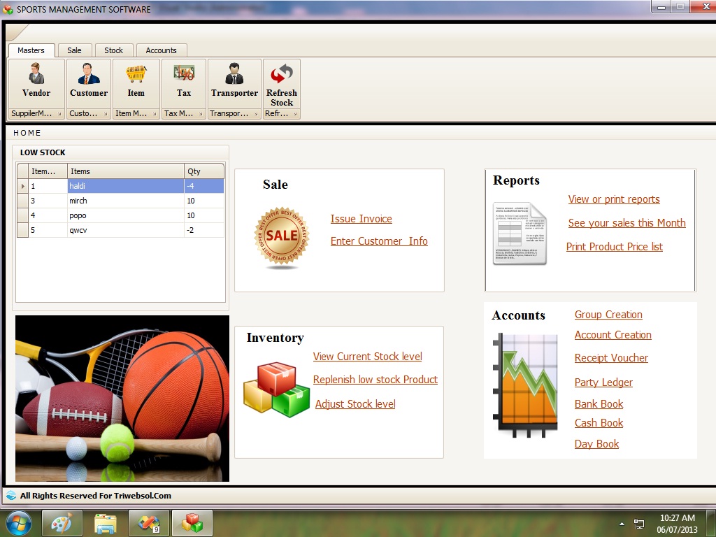 sports shop management software jabalpur